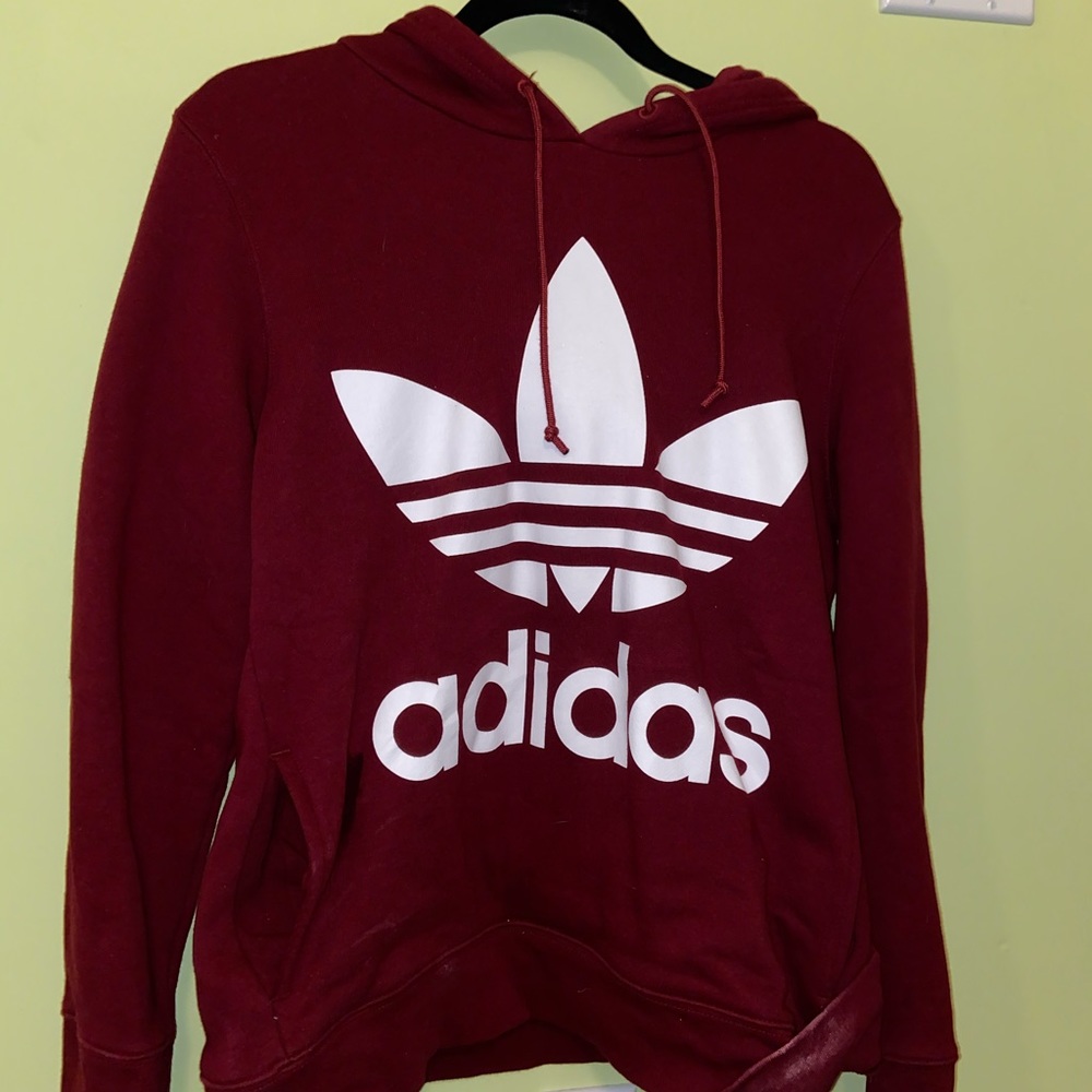 Burgundy Adidas Hoodie Size:M